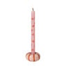 Kandelaar bol lijnen - roze/rood - ø7.7x3.3 cm