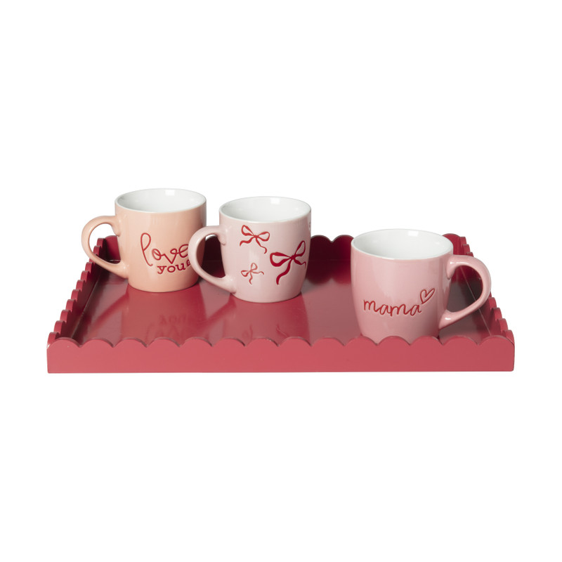 Plateau geschulpt - rood - 3x20x30 cm