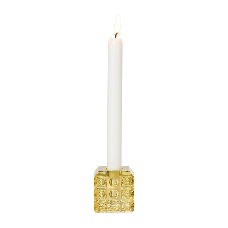 Kandelaar vierkant - geel - 5.5x5.5x5.5 cm