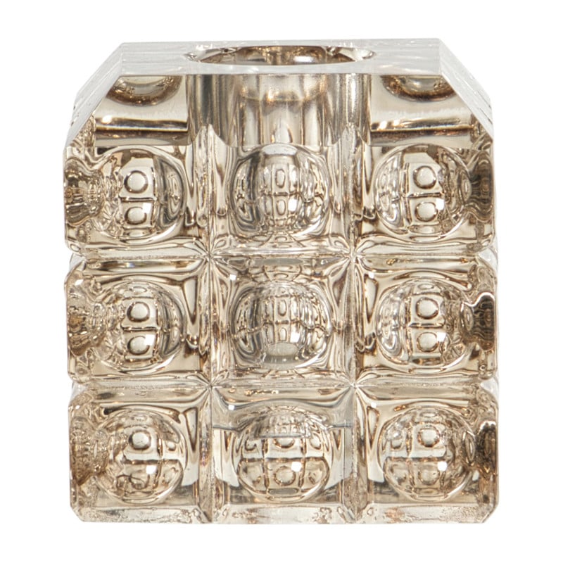 Kandelaar vierkant - beige - 5.5x5.5x5.5 cm