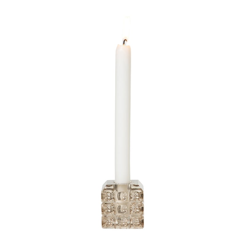 Kandelaar vierkant - beige - 5.5x5.5x5.5 cm