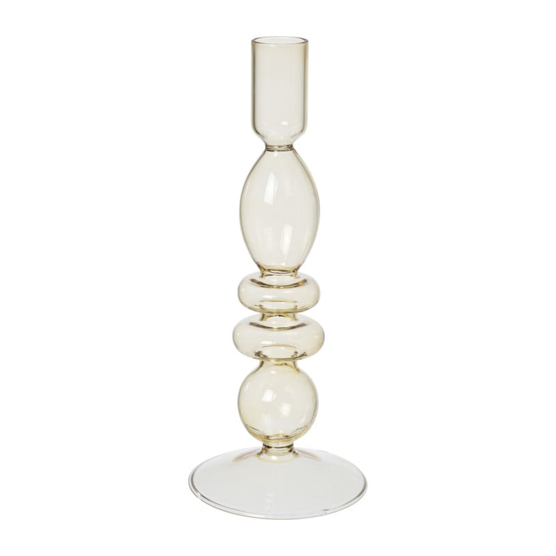 Glazen kandelaar - geel - ø9x22.5 cm 
