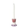 Kandelaar streep stip laag - multikleur - ø8x9 cm