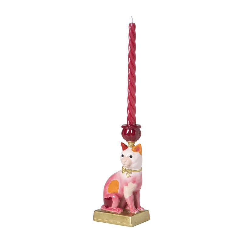 Kandelaar kat links - multikleur - 23.5x12x8.5 cm