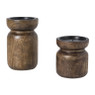 Kandelaar hout groot - bruin - ø10x16 cm