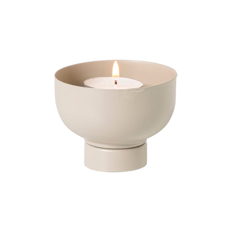 Waxinelichthouder met standaard -  beige - ø8x6 cm