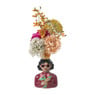 Kandelaar vrouw met bloemen - groen - 19.5x13x9 cm