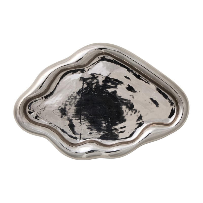 Plateau smoked - zilverkleurig - 2.8x28.5x19.5 cm