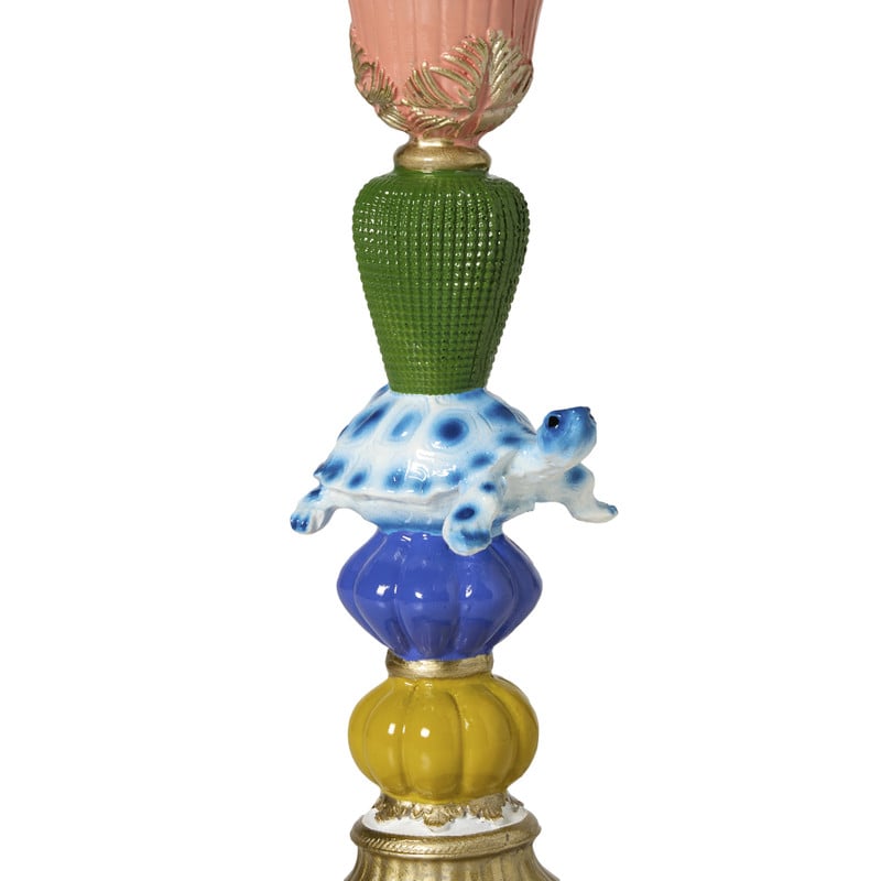 Kandelaar schildpad - multikleur - ø9x22.5 cm