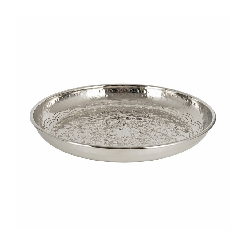 Kaarsenplateau reliëf - zilver - 31 cm