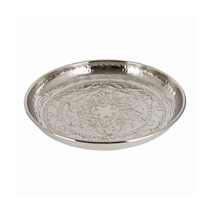 Kaarsenplateau reliëf - zilver - 31 cm