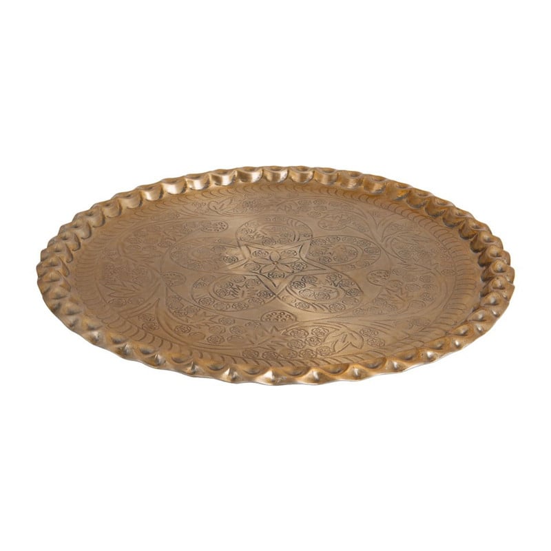 Kaarsenplateau met schulprand - 48 cm - goud