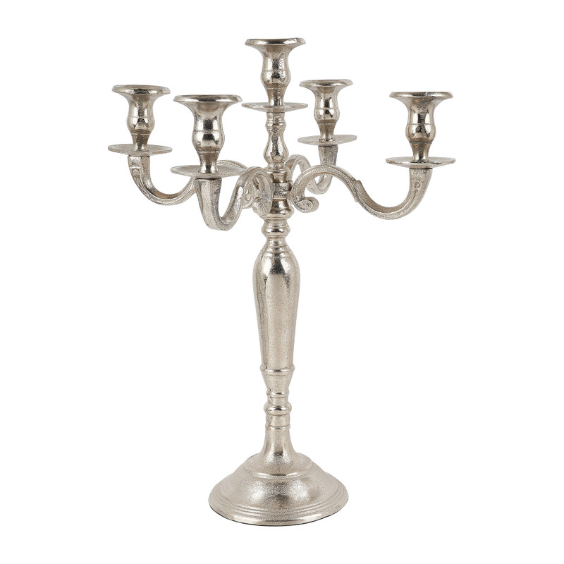 Kandelaar 5-arms - zilver - 50 cm