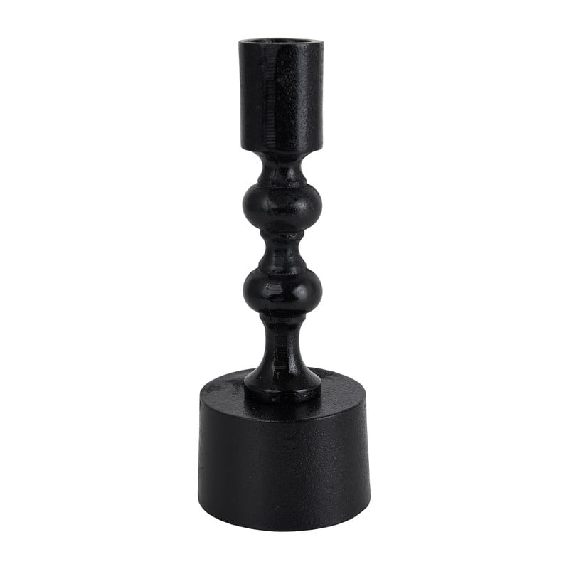Kandelaar met bollen - zwart - 16 cm