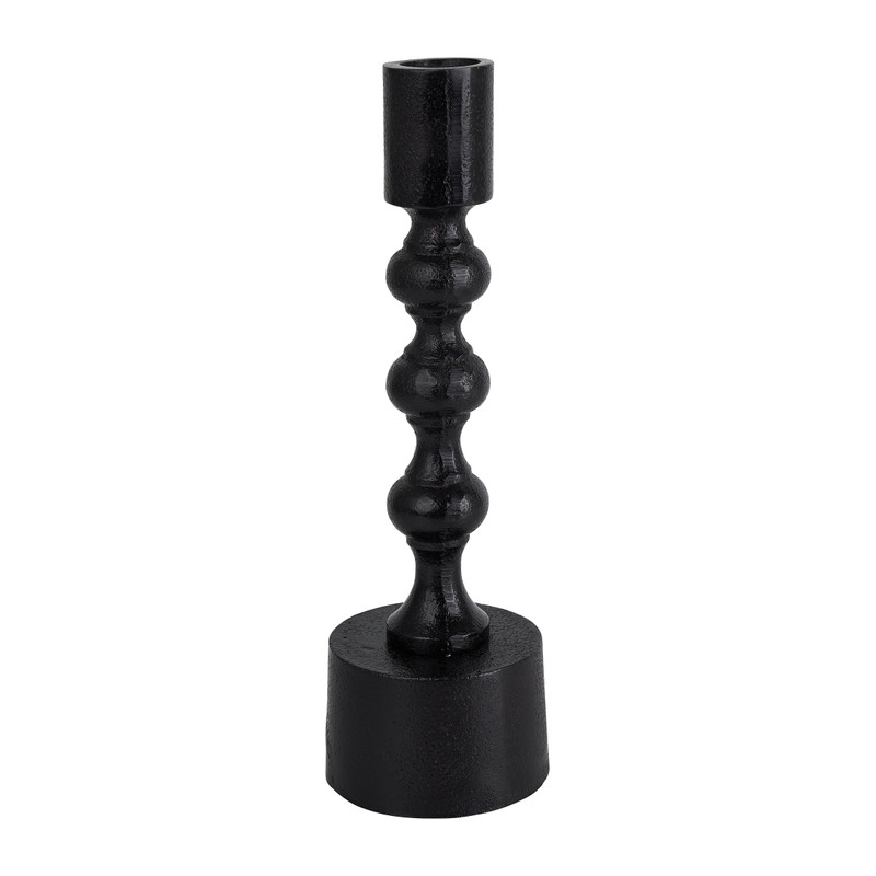 Kandelaar met bollen - zwart - 20 cm