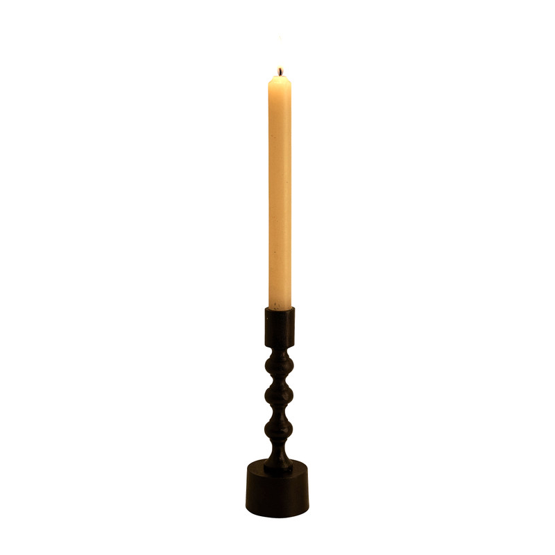 Kandelaar met bollen - zwart - 20 cm