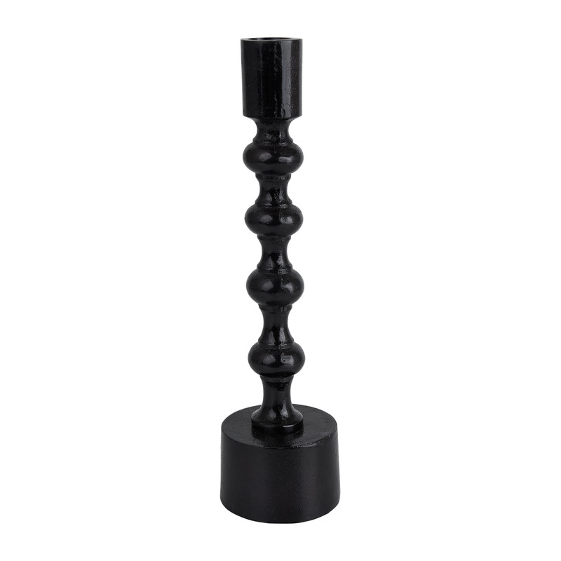 Kandelaar met bollen - zwart - 24 cm