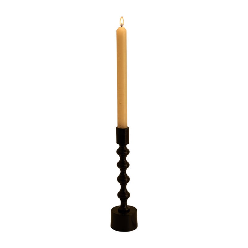 Kandelaar met bollen - zwart - 24 cm