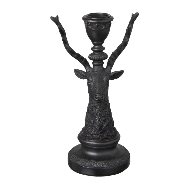 Kandelaar rendier – zwart - 10.5x8.2x19 cm