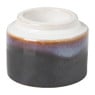 Waxinelichthouder keramiek - wit/bruin - ⌀8x6 cm 