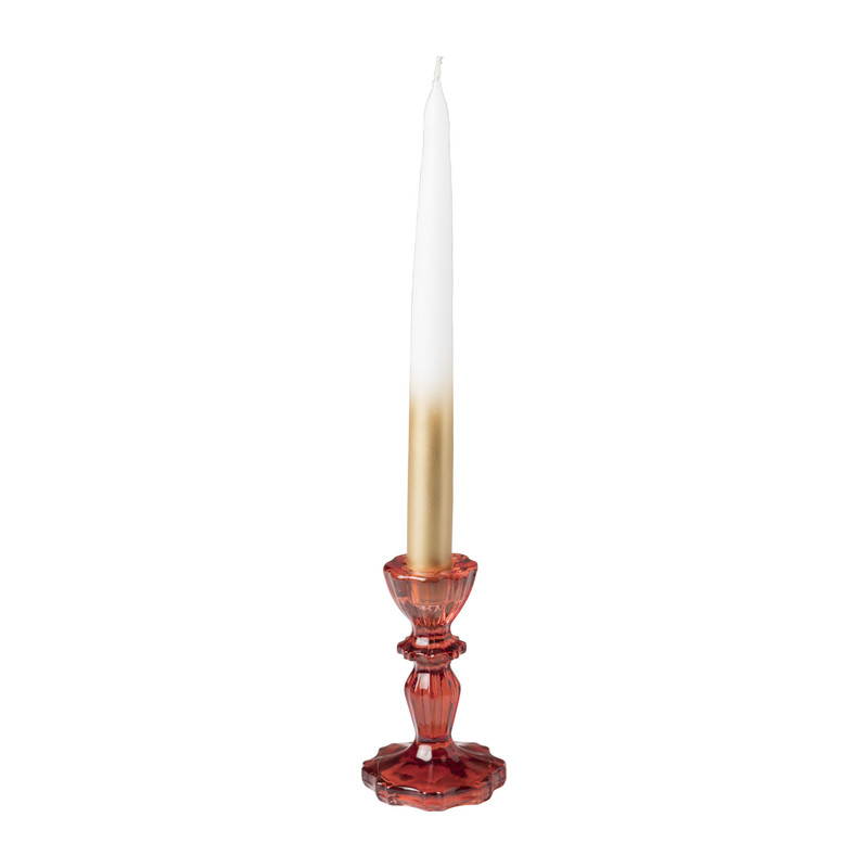 Kandelaar vintage glas - rood - ø7x10 cm 