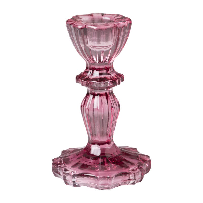 Kandelaar vintage glas - roze - ø7x10 cm 
