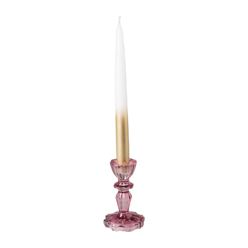 Kandelaar vintage glas - roze - ø7x10 cm 