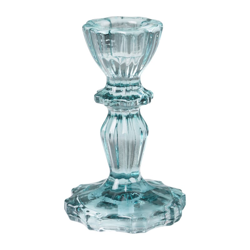 Kandelaar vintage glas - blauw - ø7x10 cm 