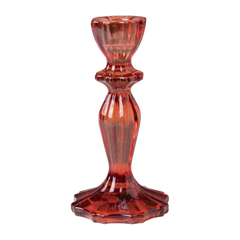 Kandelaar vintage glas - rood - ø8x15 cm 