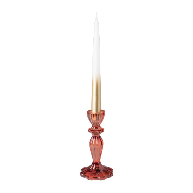 Kandelaar vintage glas - rood - ø8x15 cm 