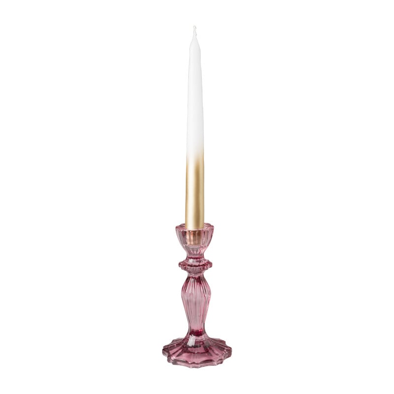 Kandelaar vintage glas - roze - ø8x15 cm 