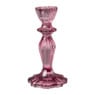 Kandelaar vintage glas - roze - ø8x15 cm 