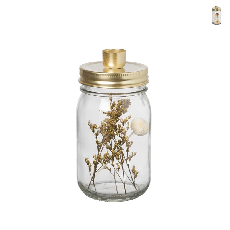 Kandelaar droogbloem - goud - diverse varianten