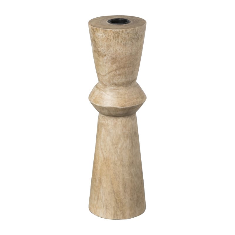 Kandelaar hout geometrisch - ø7.5x25 cm 