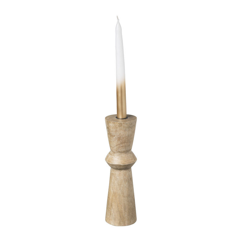 Kandelaar hout geometrisch - ø7.5x25 cm 