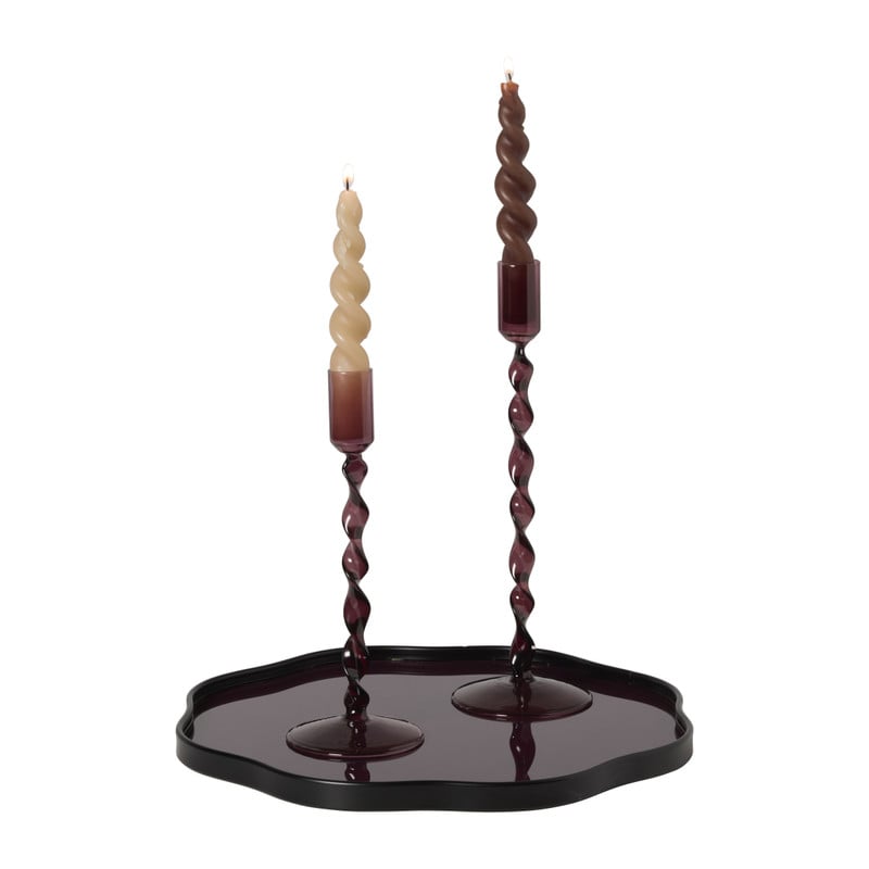 Kandelaar twist glas laag - bordeaux rood - ø8x21 cm