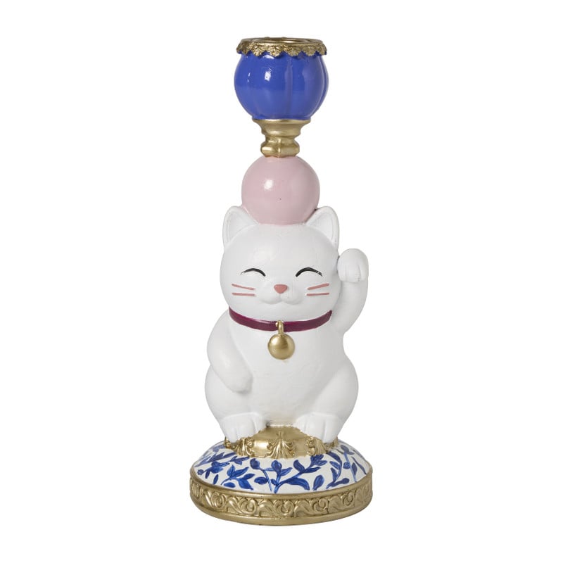 Kandelaar lucky cat - multikleur - 23x7x6 cm