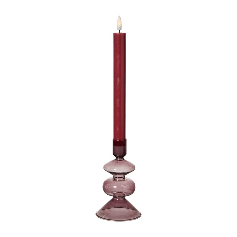 Kandelaar stapel klein glas - bordeaux rood - ø9x16 cm