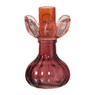 Kandelaar bloem - roze/bordeaux rood - ø7.5x11.5 cm