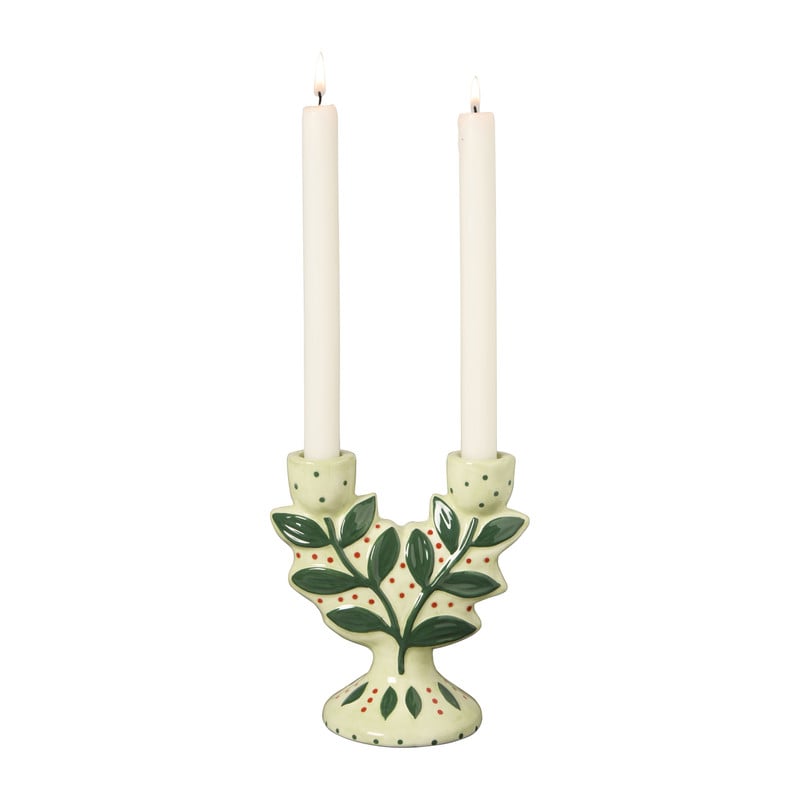 Kandelaar mistletoe - groen - 15.3x14.4x9 cm