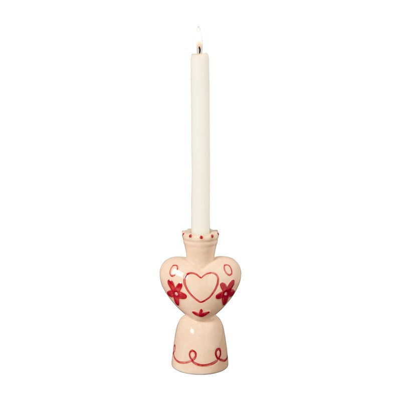 Kandelaar hartje hoog - roze - 15x8.9x6.3 cm