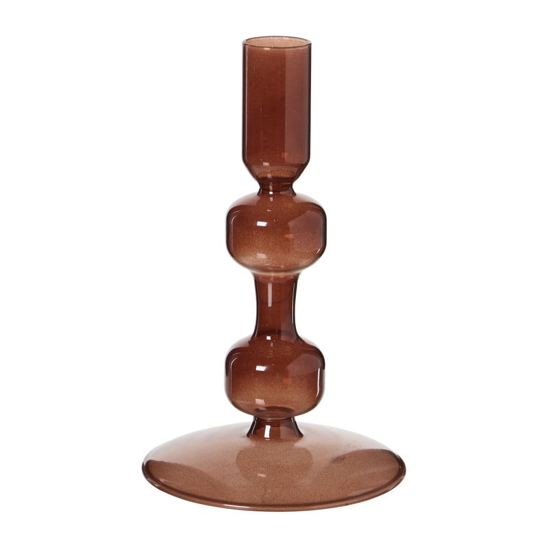 Kandelaar glas klein - bruin - ø9x16 cm