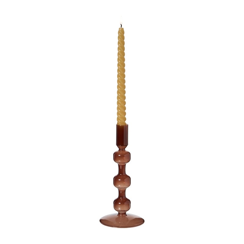 Kandelaar glas middel - bruin - ø9x21 cm