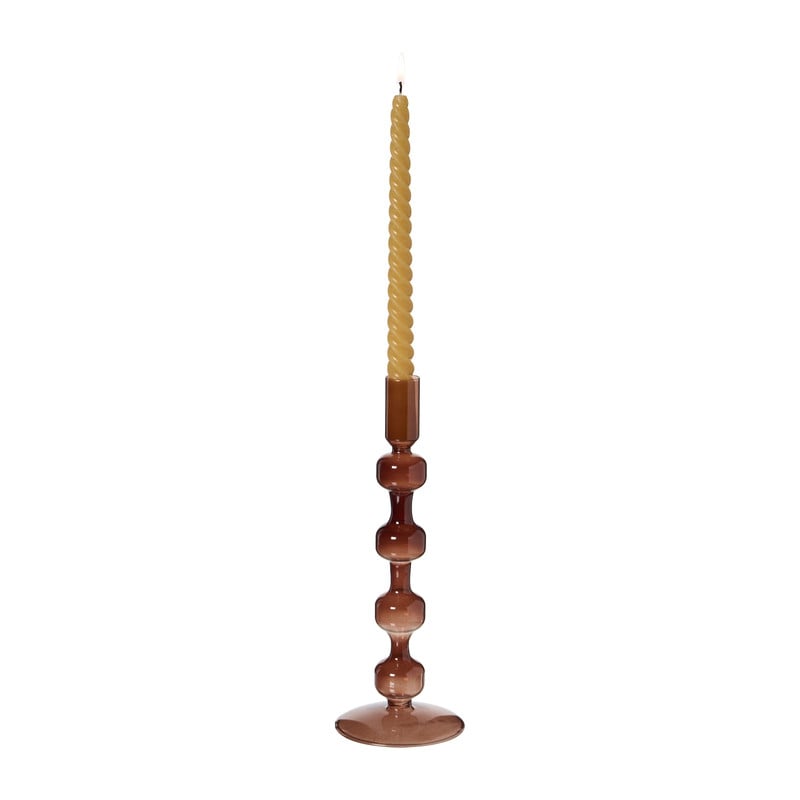 Kandelaar glas groot - bruin - ø9x25 cm