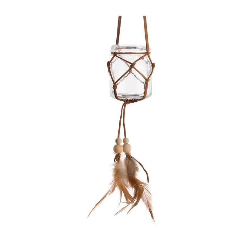 Theelicht hangend met veren