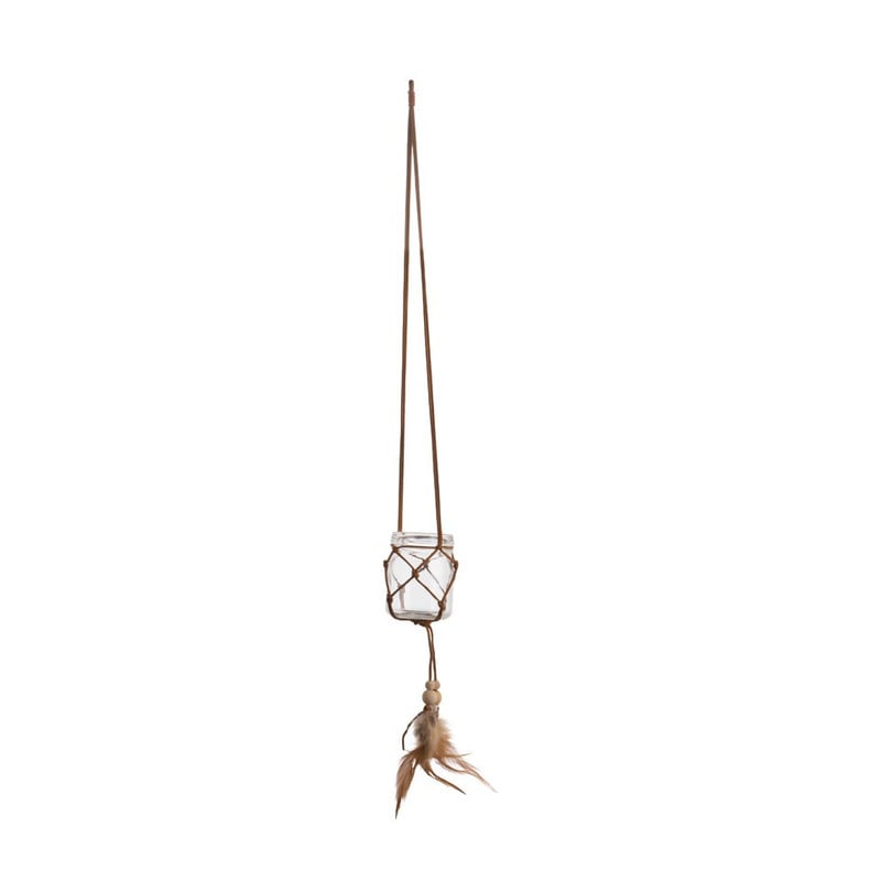 Theelicht hangend met veren