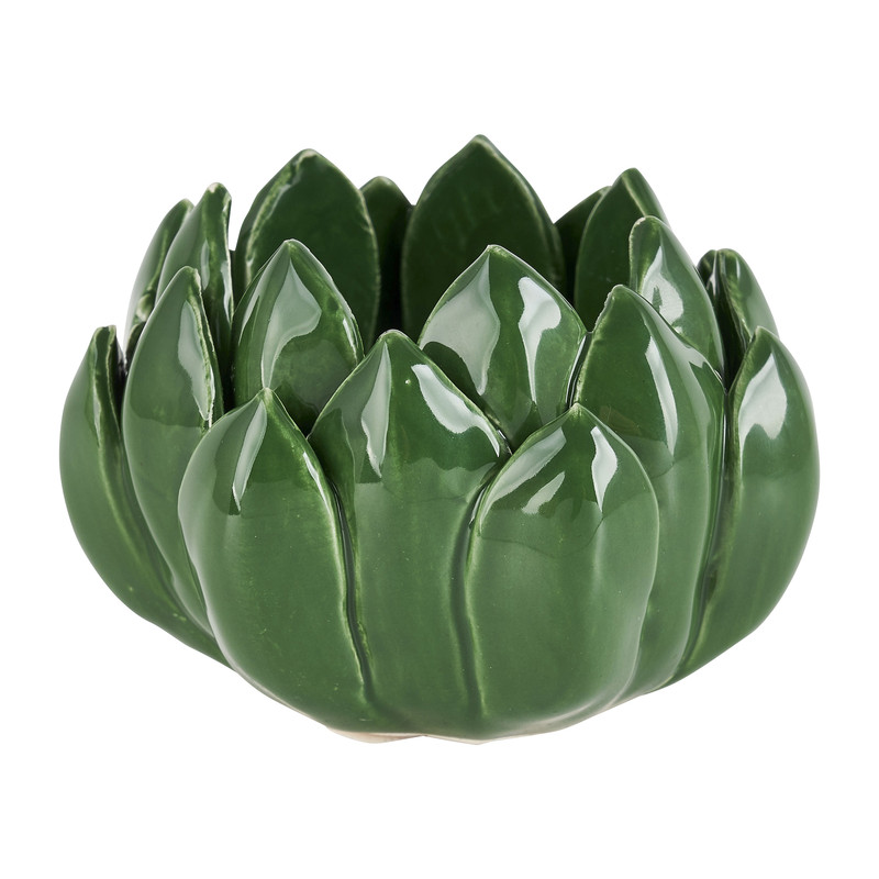 Lotus theelichthouder - groen - Ø8.2 cm