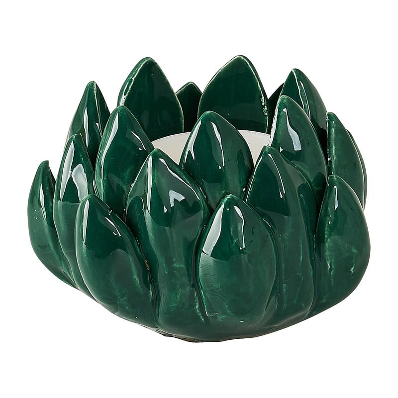 Lotus theelichthouder - blauw/groen - Ø8.2 cm