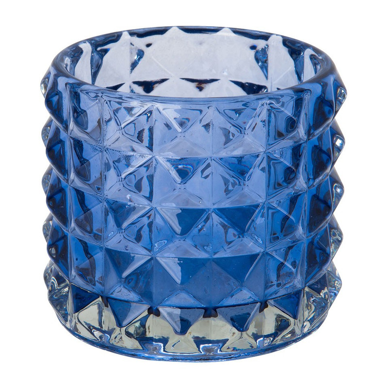 Theelichthouder blokje - blauw oud