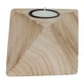 Theelichthouder diamant - hout - 10x10x8 cm